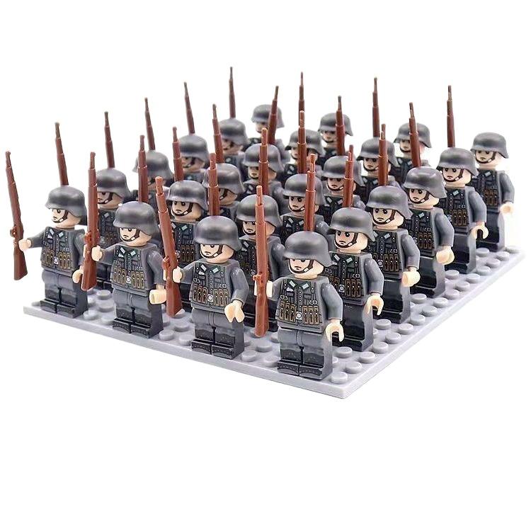 24PCS/SET WW2 Military Soldiers Rifle Weapons Gun Figures Parts Blocks Assembly DIY Model Building Kits Toys
