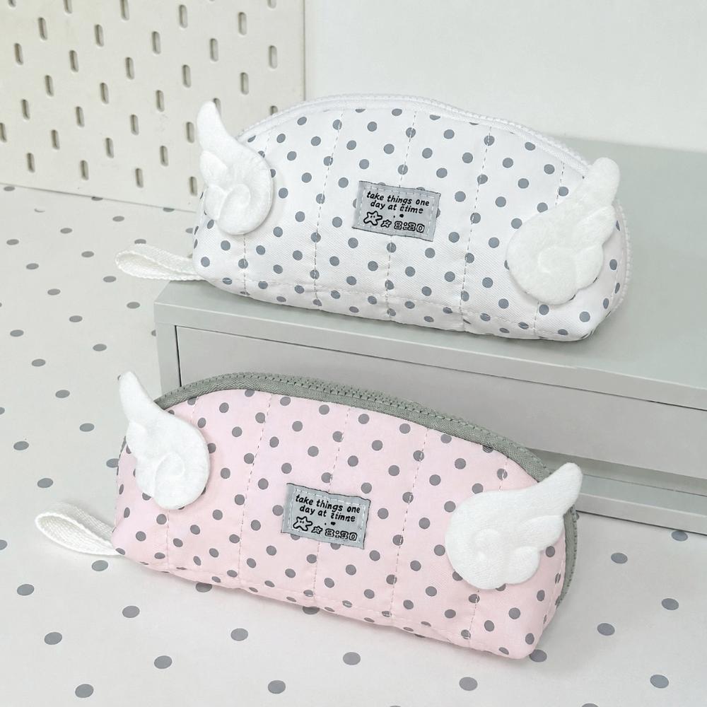 Polka Dot Print Pencil Case Shell Shape Pen Bag INS Stationery Storage Bag  Home Travel