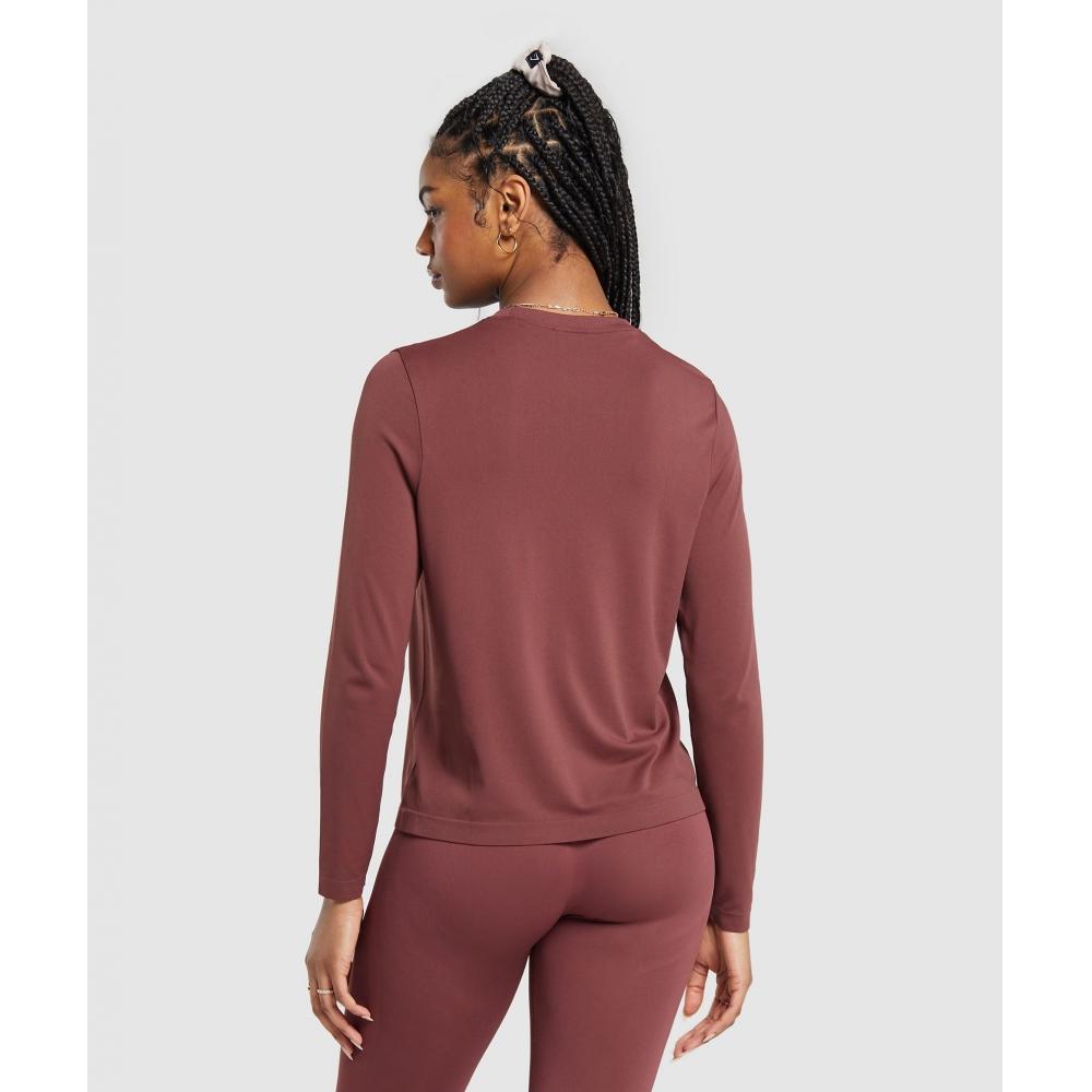 Gymshark Everyday Seamless Long Sleeve Top Burgundy Brown B8a4q Rbqv