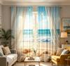 Digital bedruckte Vorhänge mit Muschel-Strand-Design, Stilvolle Fensterbehänge für Wohnzimmer, Schlafzimmer, Heimdekoration