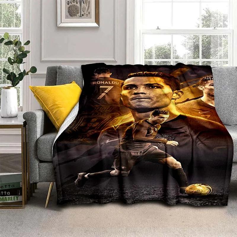 Pătură de flanel cu model Cristiano R-Ronaldo CR7, pătură multifuncțională pentru cadou de sărbători Pături calde și moi toate anotimpurile