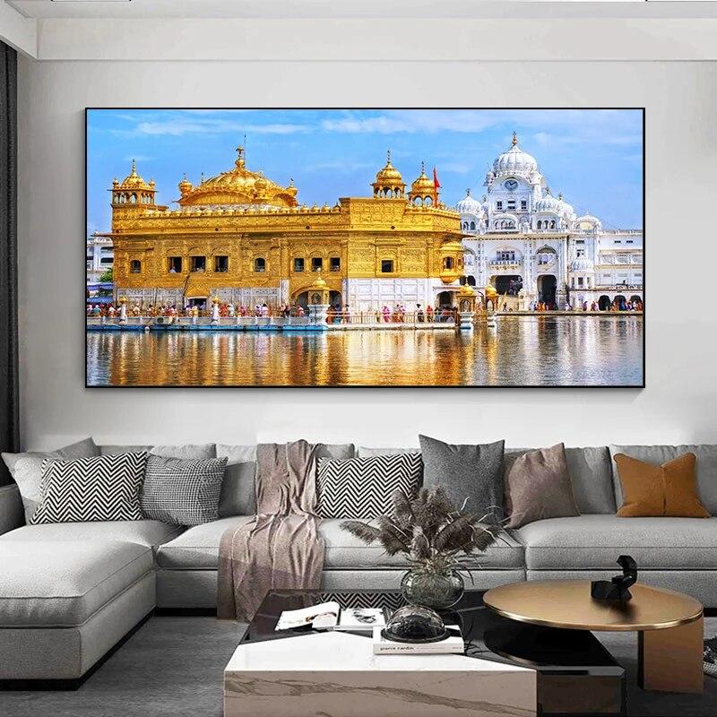 Landschaft Goldener Tempel Leinwand Malerei Poster und Drucke Wand Kunst Bilder Moderne Wohnzimmer Home Decor Kein Rahmen