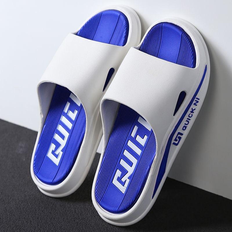 Herren Kontrastfarbe Badeschuhe Rutschfeste Dicke Sohle Schnelltrocknende Sandalen für Strand Dusche & Tägliches Tragen