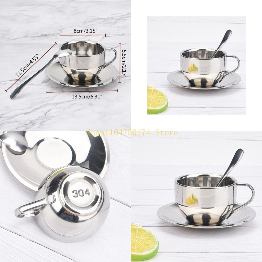 Stainless Steel Double-layer Coffee Cup European-style Coffee Cup with Saucer top sale China Mainland