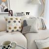 Unique Boho Throw Pillow with Braided Rope Pattern Handmade Tassels Cushion Soft Cotton Linen Textured Cushion for Sofa Bed