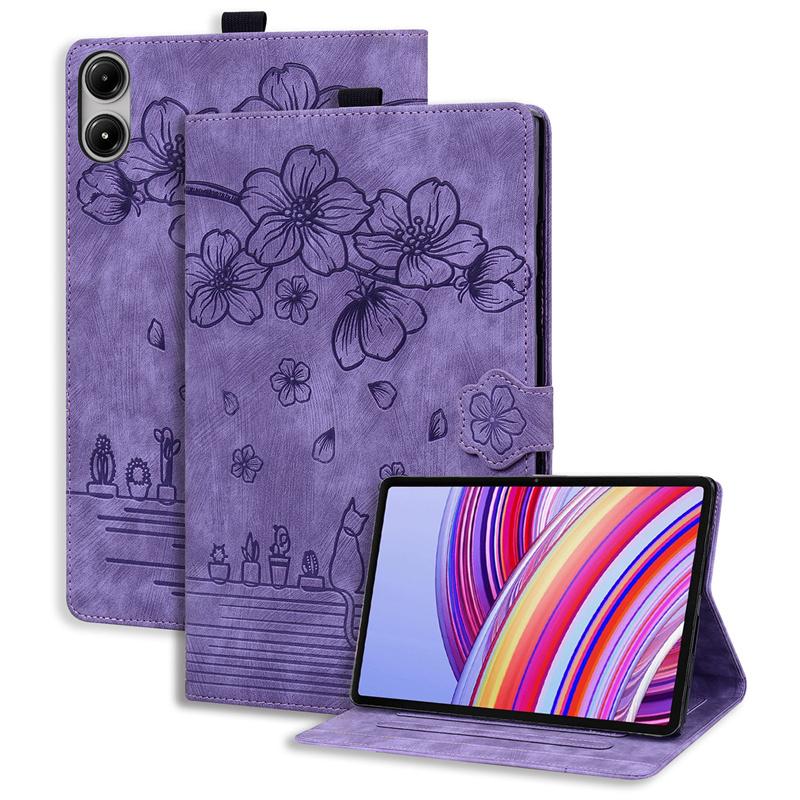 

Чехол для планшета Funda Redmi Pad Pro 12.1 12 1 5G чехол милый кот цветок тисненый магнитный чехол TPU задняя крышка для Xiaomi Poco Pad чехол для планшета Redmi Pad Pro 12.1 фиолетовый