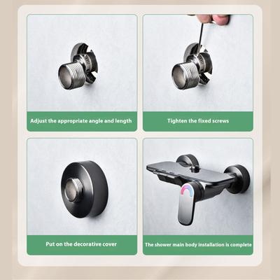 Flexible Shower Head Adapter 360 Degree Rotating Stainless Steel Angled Curved Foot For Tight Spaces Easy Installation