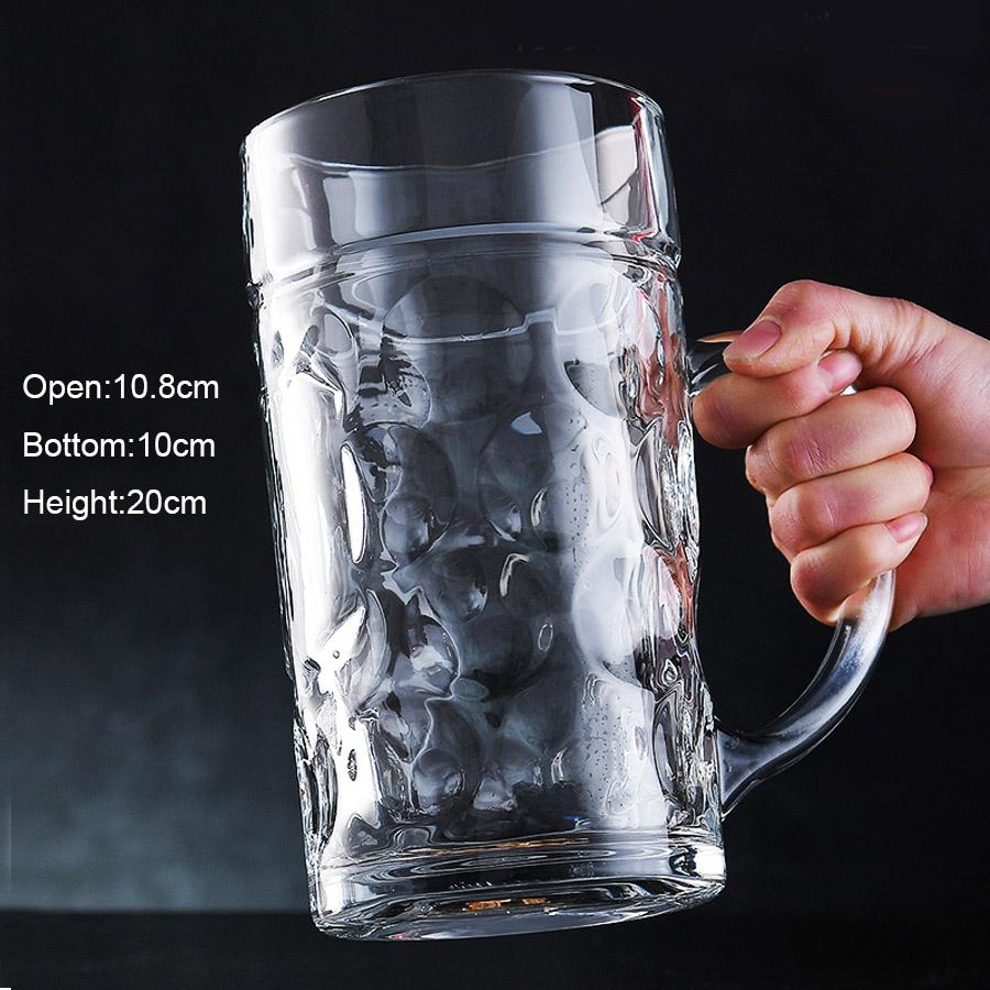 1000ml Transparenter Bleifreier Glas Bierkrug Craft Beer Krug Große Kapazität Glasbecher Heldenbecher 1 Liter Bierkrug