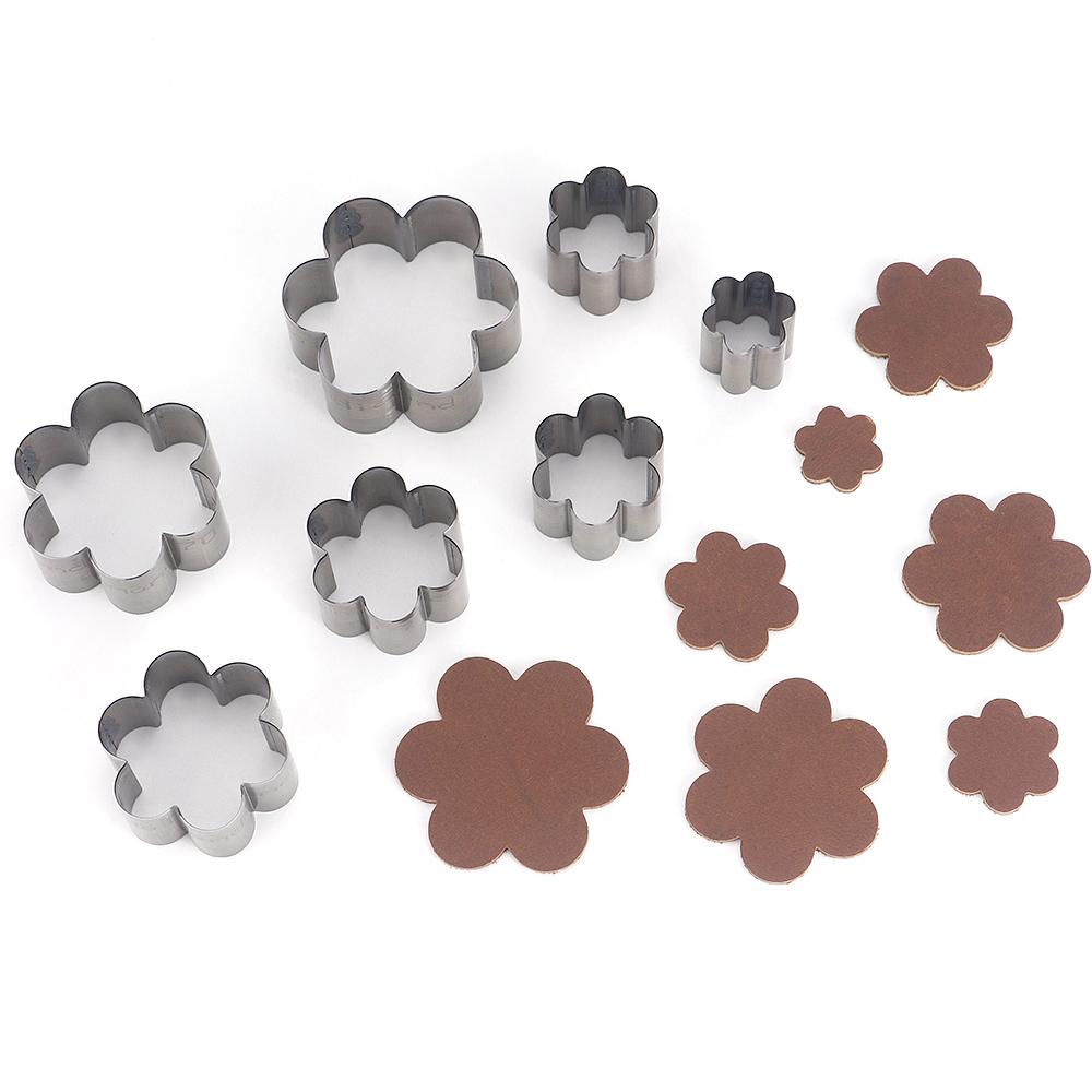 7pcs/set Flower Petal Metal Cutting Dies Set for DIY Faux Leather Crafts - High Carbon Steel Punching, Assorted Sizes (20-50mm)