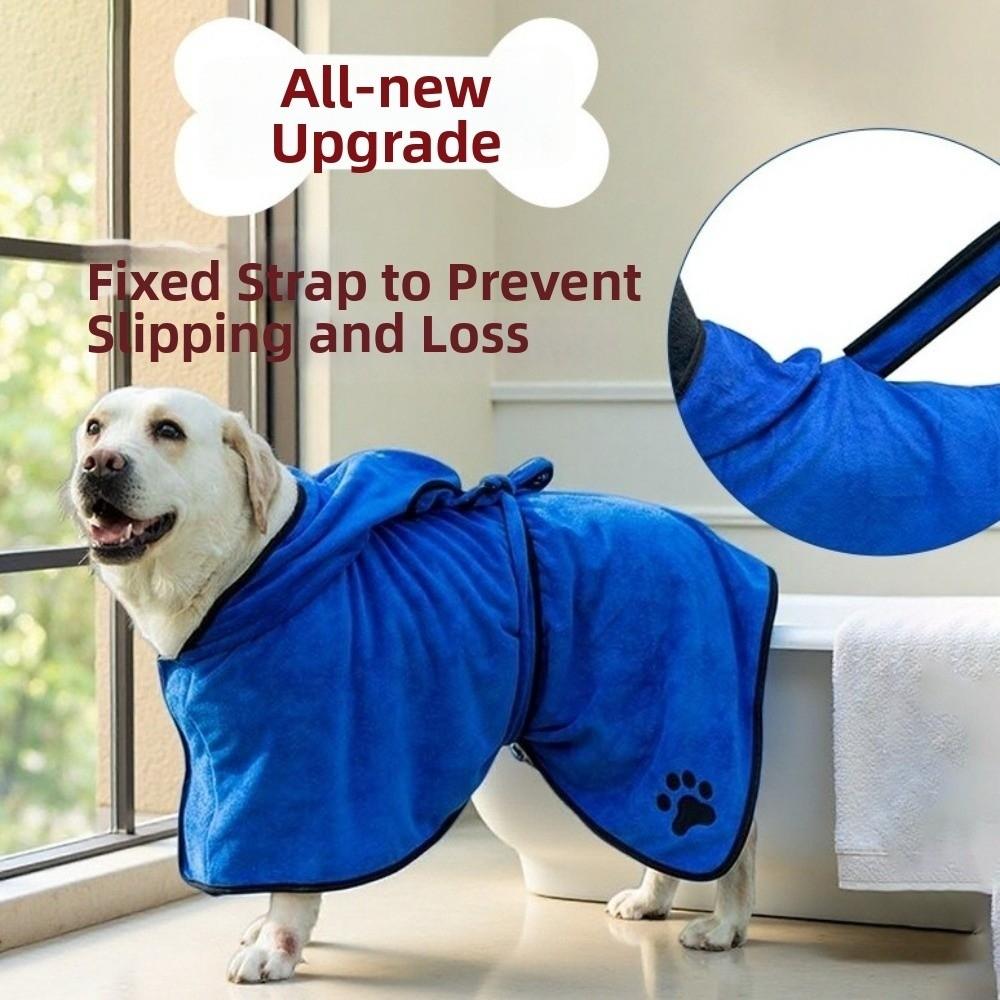 High Absorbency Dog Bathrobe Fixed Waist Belt Super Warm Pet Drying Towel Hooded Dog Bath Towels For Cats Dogs