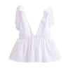Spring/Summer 2025 Women's Solid Color Tie Bow Poplin Top