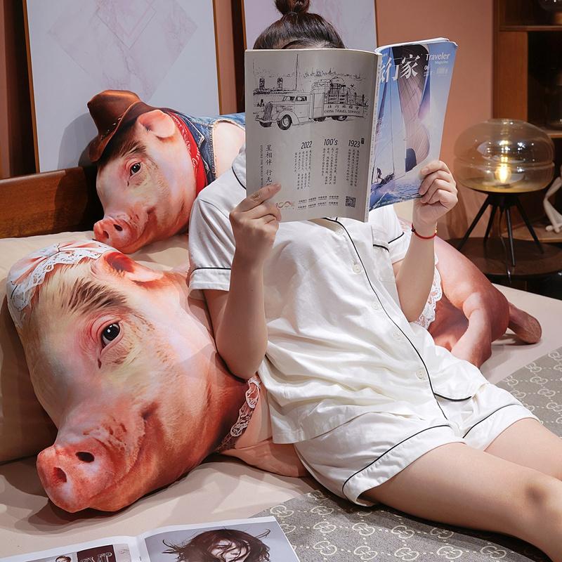 40~130cm Cosplay Pig Cartoon Animal Plush Throw Pillow Stuffed Miss Chef Cowboy Piggy Cushion Sofa Chair Decor Gift
