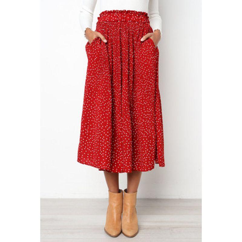 Polka Dot Pleated Skirt Skirt European and American Polka Dot Sweet Style Pocket Pleated Skirt Skirt