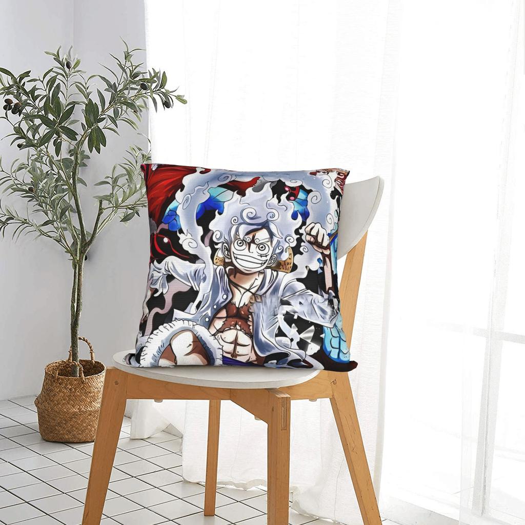 Luffy Anime Square Pillow Case The Straw Hat Crew Cushion Cover Awesome Zipper Decor Throw Pillow Case Cover For Home 18"X18"