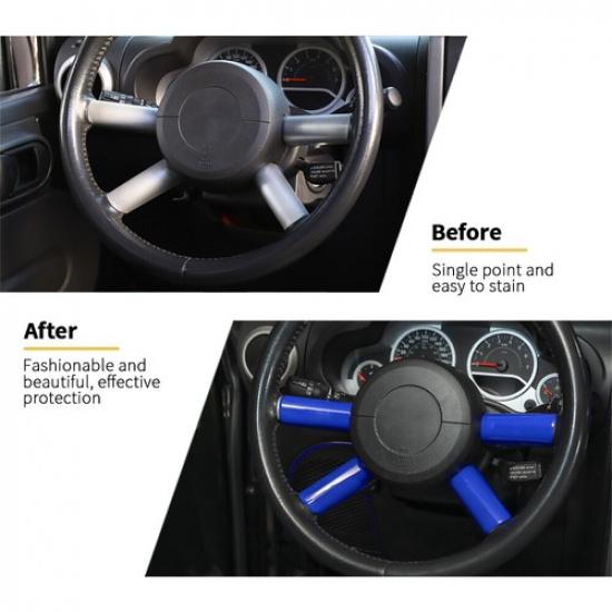 Interior Steering Wheel Frame Cover Trim For Jeep Wrangler JK JKU 2007-2010 Blue