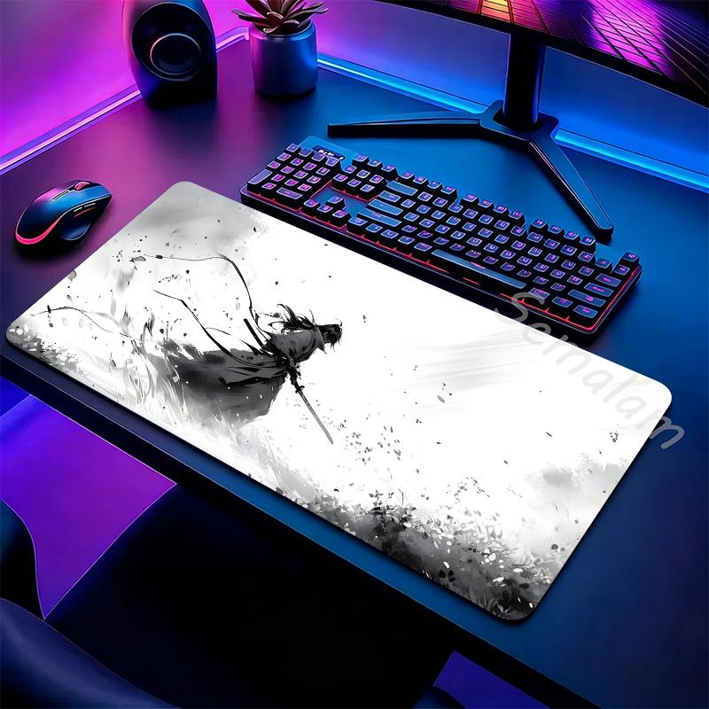 Large Gaming Samurai Design Mouse Pad Desk Mat Non Slip Rubber Base For Gamer PC Laptop Keyboard Office Computer Desk Protector