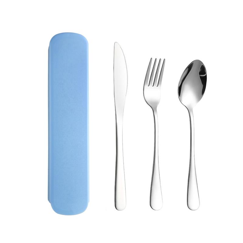 Portable Cutlery Set Stainless Steel Spoon Knife Fork With Storage Box School Travel Camping Faltware New Year Christmas Gift