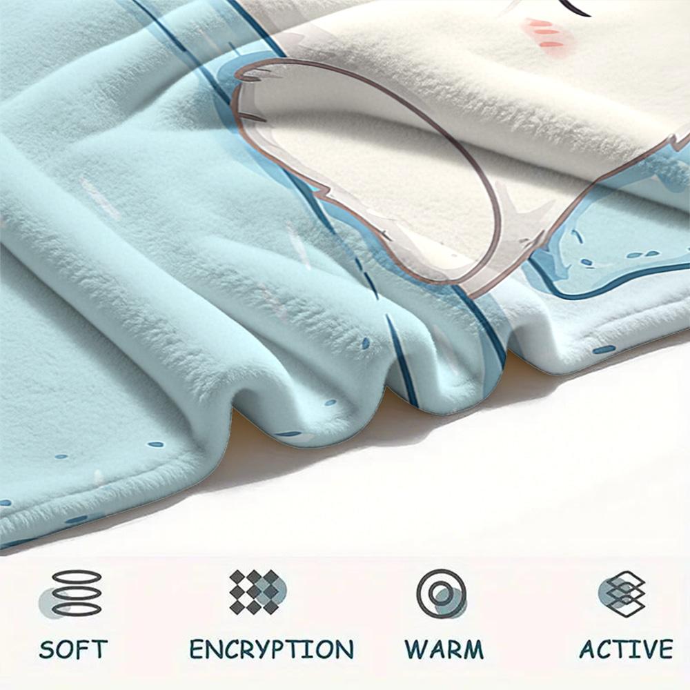 Polar Bear Print Flannel Blanket, High quality Comfortable for All Seasons, Home Decor, Warmth and Comfort, Perfect for Christmas Gifts