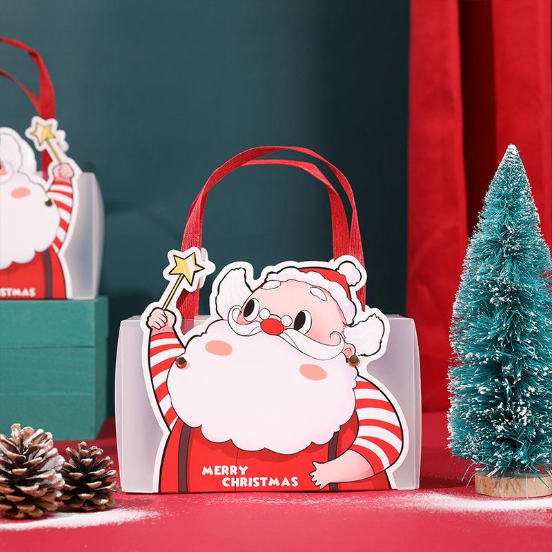 Christmas Eve Apple Candy Gift Bag Tote Gift Box Santa Claus Paper Bag Transparent Packaging Bag