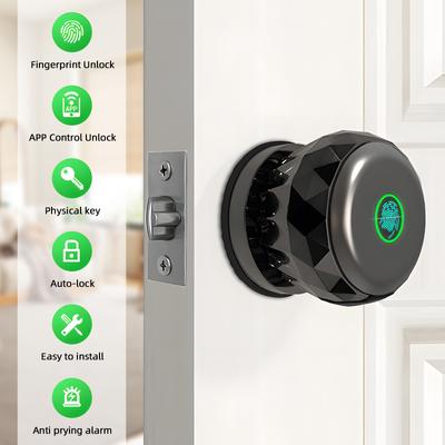 3 In 1 Smart Fingerprint Door Knob  - Keyless Entry Smart Door Lock with App Control + 2 Keys +