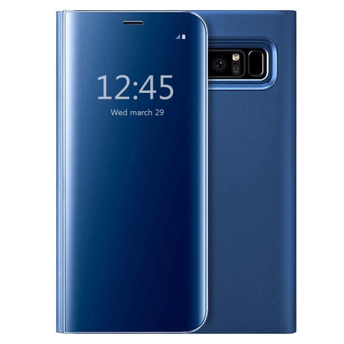 Pouzdro - samsung - galaxy note 8 - smart cover - nárazuvzdorné - zrcadlové - ohebné - modré