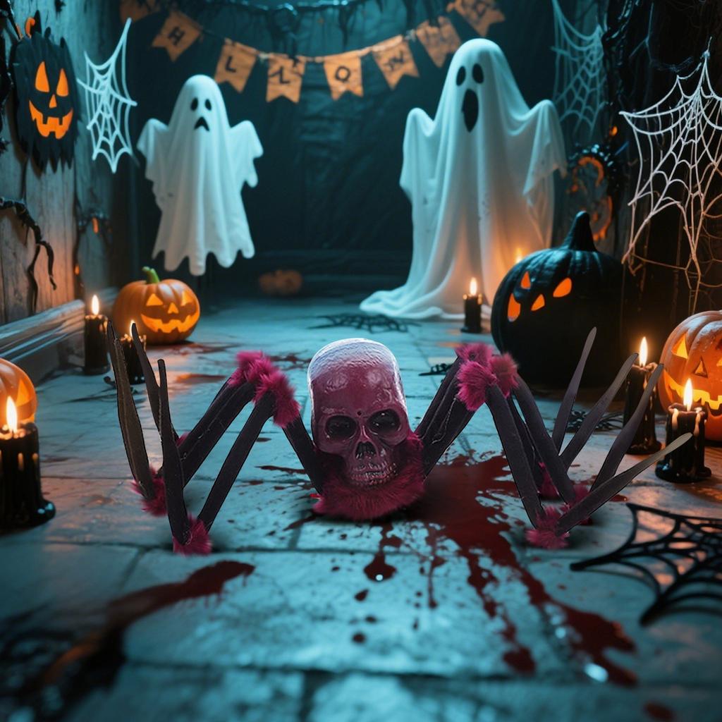 Halloween Decoration Horror, Halloween Giant Spider Decoration With Glowing Eyes, Crawling , With Sound Effects, Suitable For Indoor And Outdoor