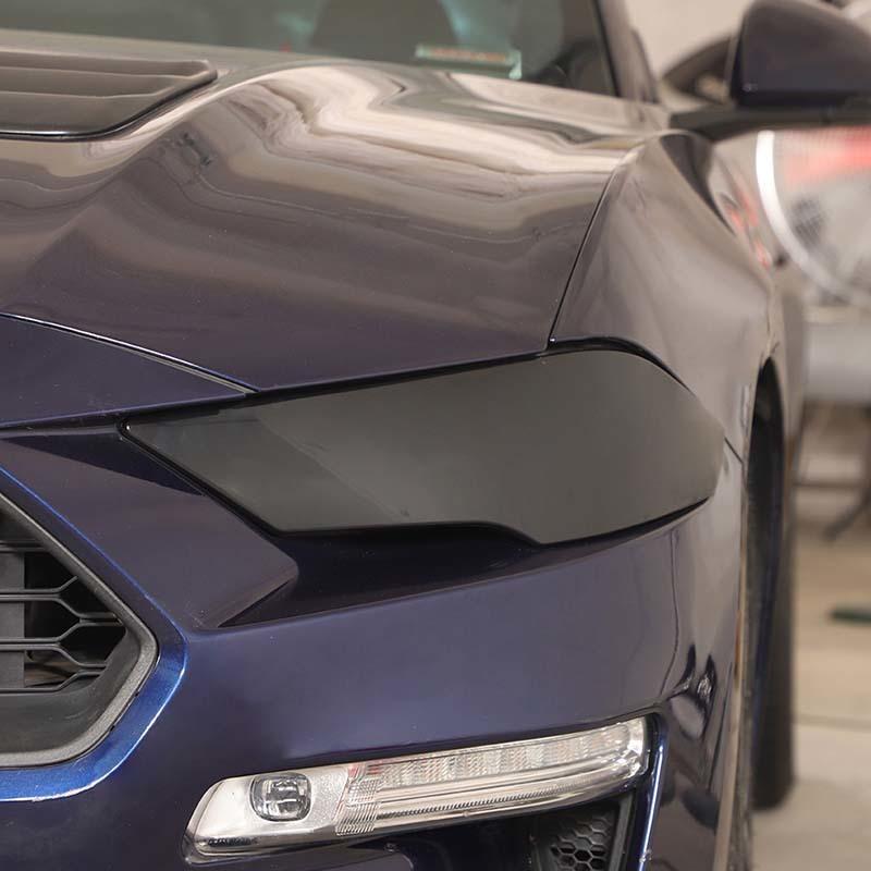 Bil Främre Strålkastare Lampa Dekorationsskydd ABS Dekoration För Ford Mustang 2018 Upp Exteriörtillbehör ,Rökt Svart