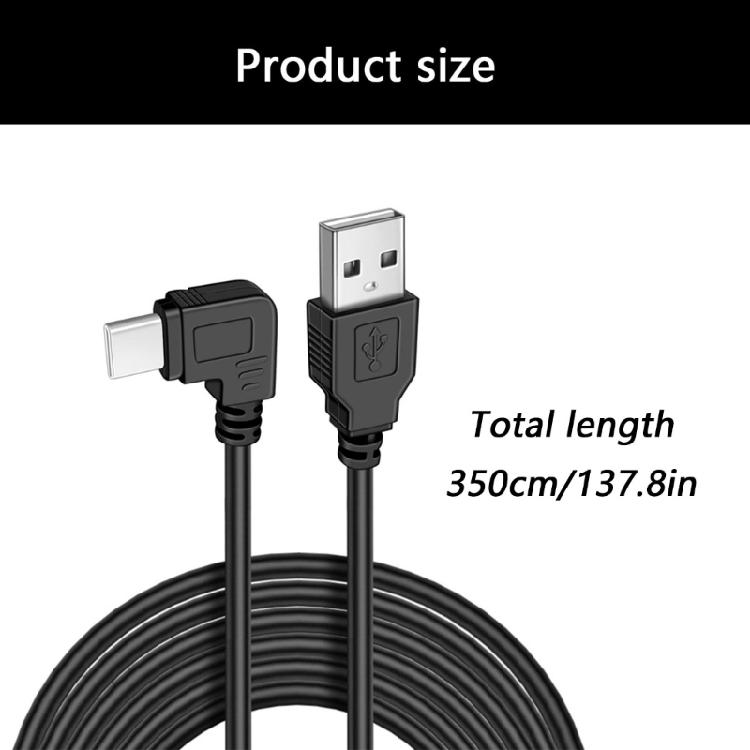 Flexible 11.5ft USB Type C Charging Cord 90 Degree Bend or Straight Connector Design For Monitoring Devices