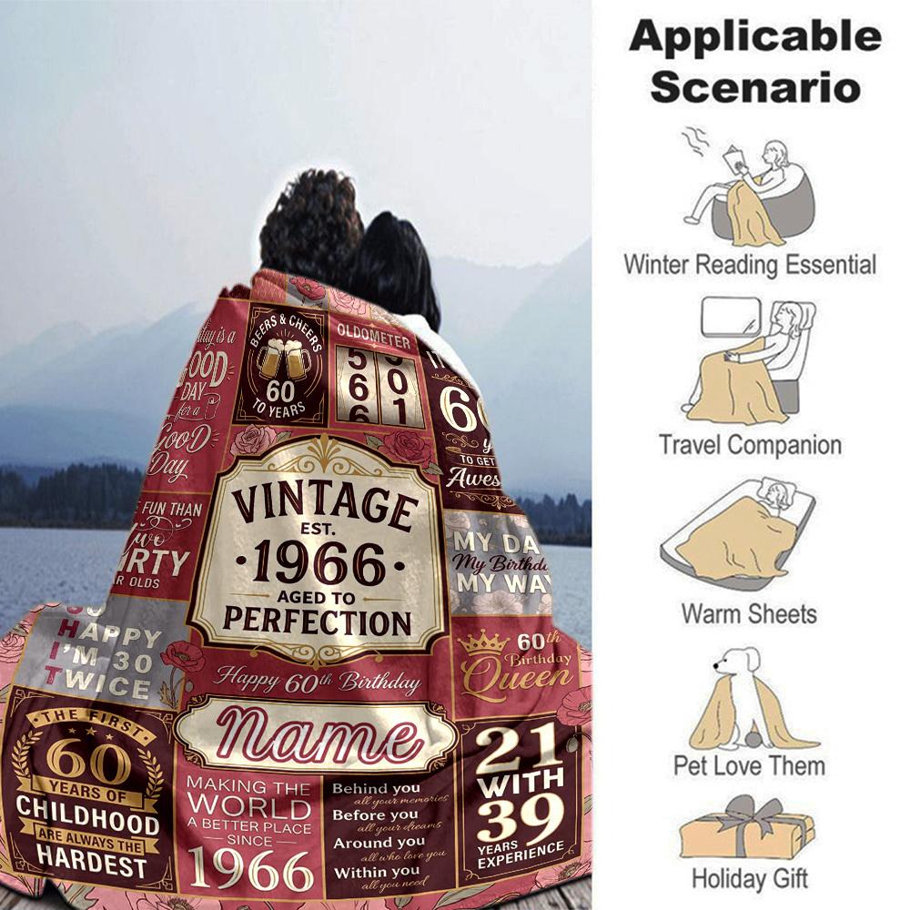 Vintage Anniversary Celebration Customize Your Name Blanket Soft Cozy Perfect For Sofa Couch Office Bed Picnics Ideal For All Seasons Modern Style
