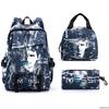 Messi Macy Printed School Bag 3-Piece Casual Pencil Bag Shoulder Bag Backpack