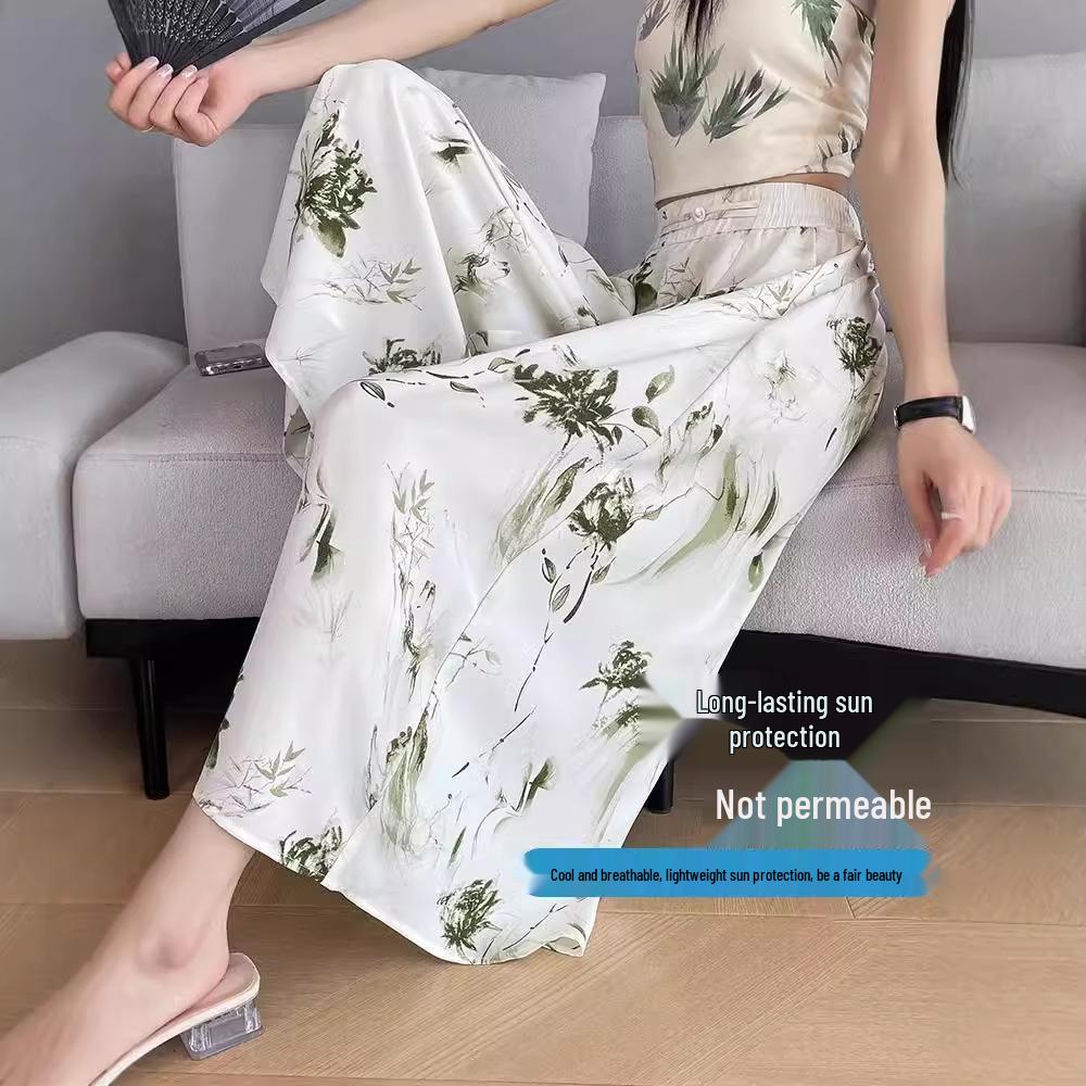 2025 Summer High Waist Women's Slimming Loose Fit Culottes - Petite Draping Wide-Leg Pants