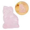 Rose Quartz Carved Kitten Shaped Decor Pink Crystal Healing Stone Gemstone Decoration