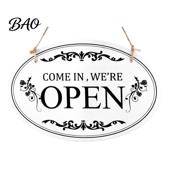 Wall Mounted Store Sign Wooden Open Closed Sign, Double-Sided Hanging Door with Vintage Rustic Business Frame, Waterproof Storefront Indicator, Retro