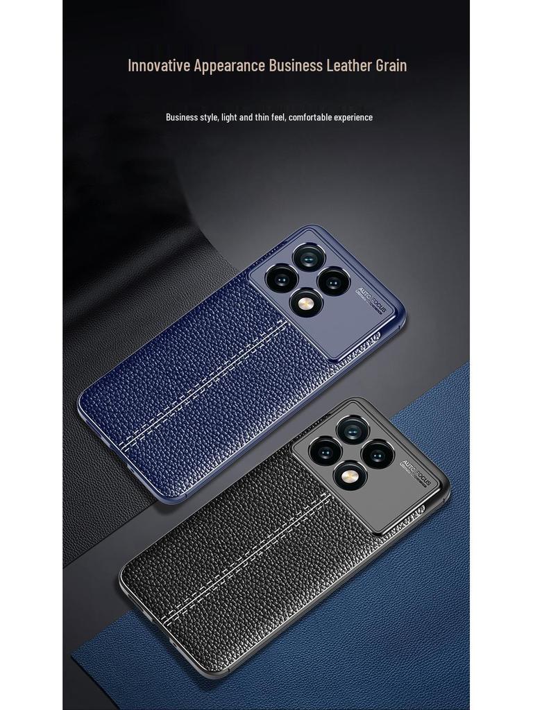 Redmi Note 15 Pro/K80 Pro Leather Texture Soft Case - Plain Leather Protective Cover