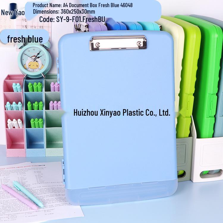 Large Capacity A4 File Box with Pen Slot & Clipboard for A5 Paper Storage