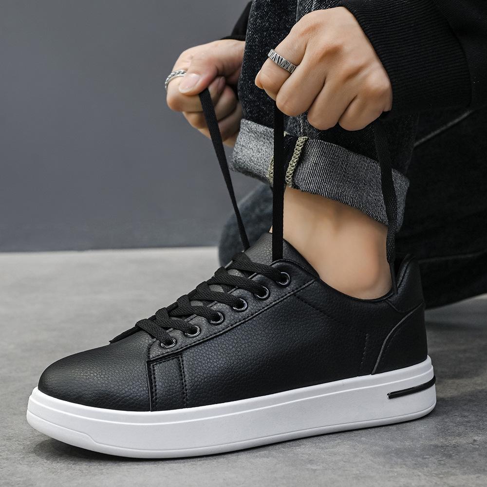 Men's shoes autumn sports shoes leather surface casual students lightweight board shoes youth versatile men's shoes soft sole