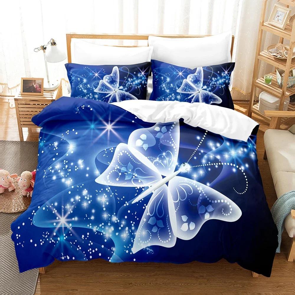 Magic Butterfly Pattern Duvet Cover with Pillow Cover Bedding Set Single Double Twin Full Queen King Size Home Bed Cover Set
