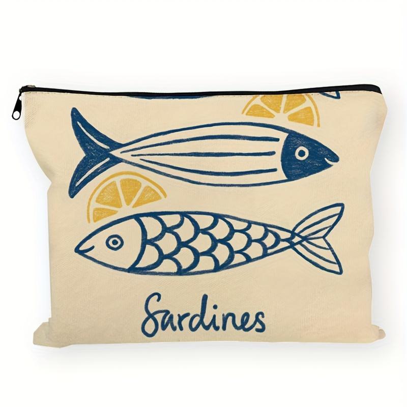 

ASeafood Lover Sardine Makeup Bag- Multifunctional Zipper Pouch, Jewelry Storage Bag, Perfect Travel Zipper Small Storage Bag.