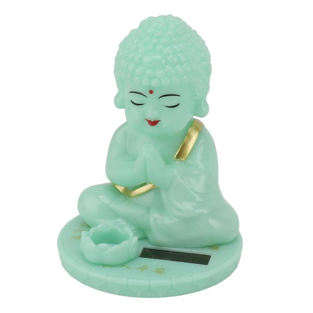 Buddha Ornament Solar Powered Luminous Nodding Head Buddha Statue Toy for Car Dashboard Ornament