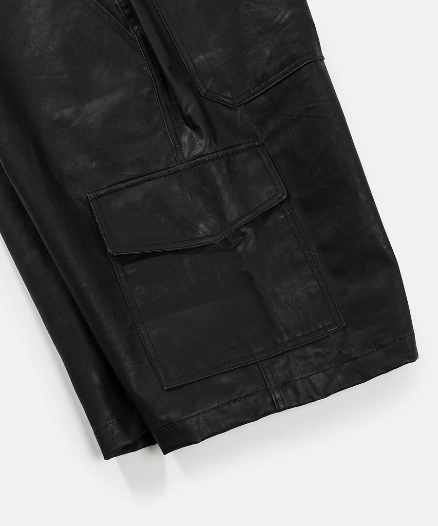VASTIC Wide Cargo Coated Half Pants_Black