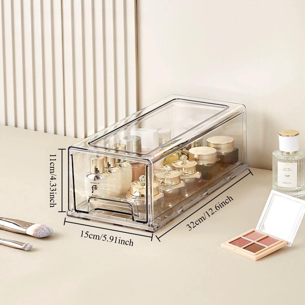 

Штабелируемый ящик для хранения, прозрачный выдвижной пластиковый органайзер для холодильника с едой, ящики для домашнего офиса, полка для кладовой 32x15x11cm, Small чистый