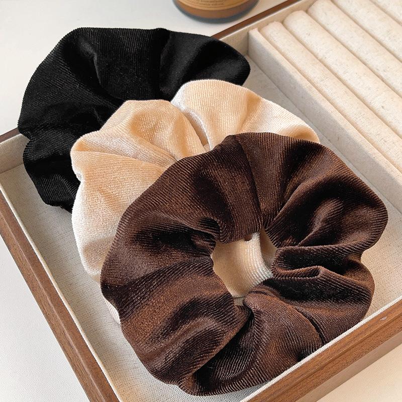 New Arrival Winter Velvet Hair Scrunchies Hair Tie Women Ponytail Holder Solid Color Hair Rubber Bands Girl Hair Accessories