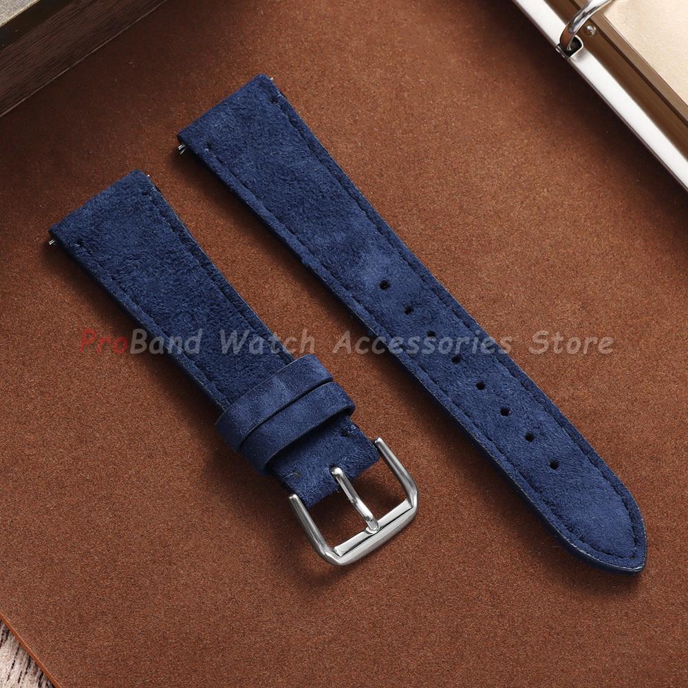 Vintage Wildleder Lederarmband 20mm 22mm Schnellverschluss Uhrenarmband für Omega für Seiko für Cartier für Tissot Goldene Schnalle Armband