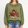 Women's Christmas Print Long Sleeve Top Casual Fall Winter Blouse for Holiday and Everyday Wear
