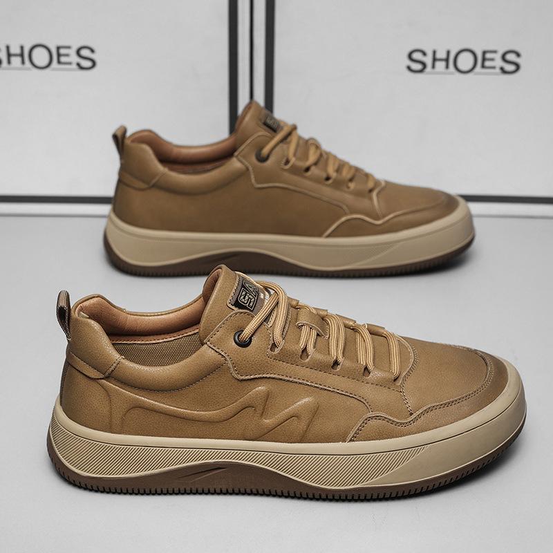 Fashion Autumn Winter Leather Platform Board Shoes for Men Designer Soft-soled Man Casual Sneakers Fashion Sports Zapatillas Hombre