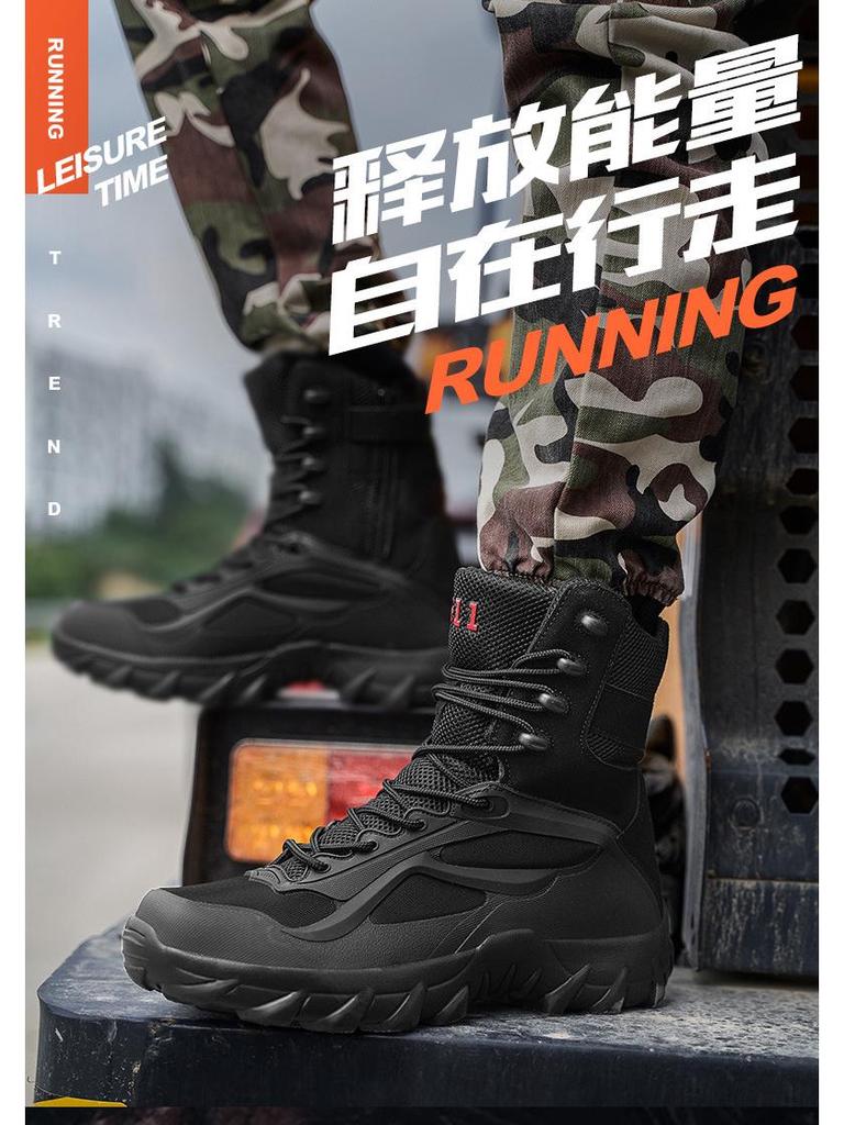 Stivali Militari Tattici Resistenti all'Usura Antiscivolo da Uomo - Scarpe da Montagna Desertiche Outdoor ad Alta Caviglia, Taglie Grandi.