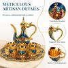 Zinc Alloy Turkish Coffee Pot Set Shiny Crystal Tray Metal Cup Set Wine Server Set  Table Decor