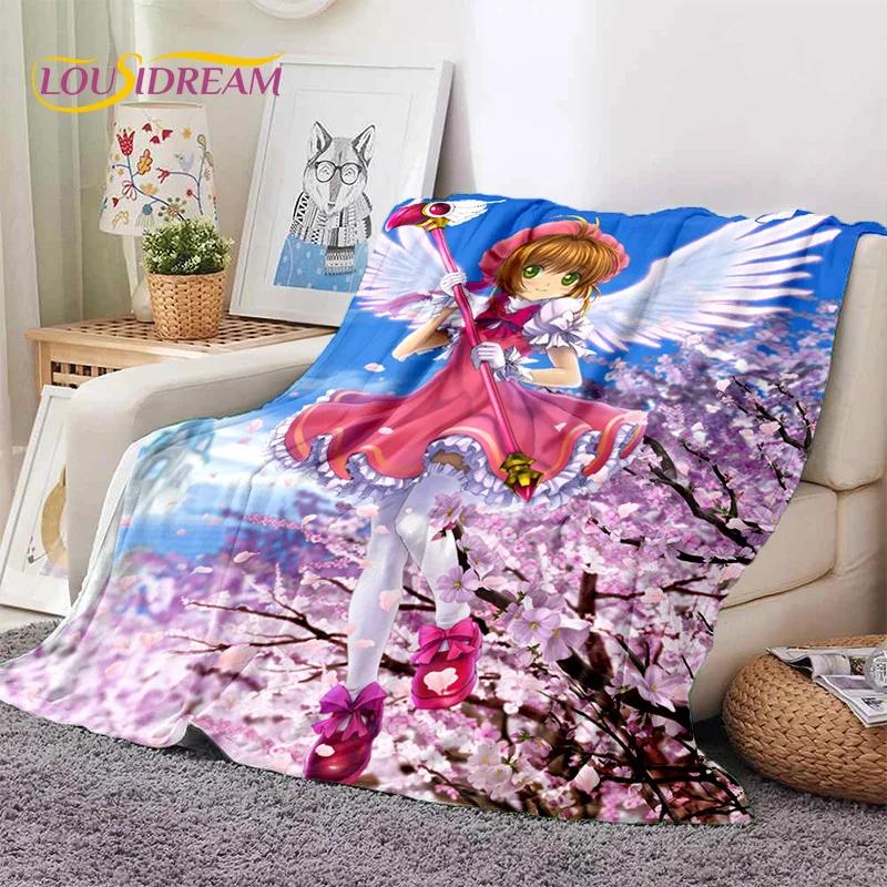 Cartoon Cute Sakura Card Captor Girl Soft Blankets,Keep Warm Throw Blanket Comfortable Blanket for Picnic Beds Sofa Home Bedroom