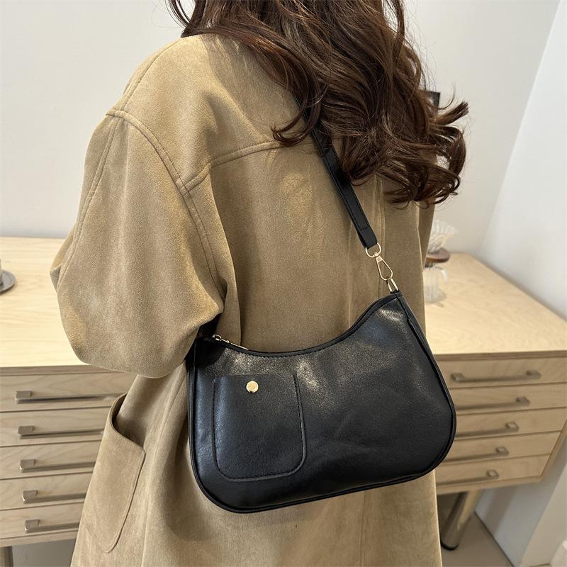 Texture niche simple shoulder armpit bag women's bag trendy versatile women's versatile crescent bag