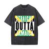 Straight Outta Jamaica Pride Kunst Tägliches Pendeln Vintage Used Look T-Shirt Locker Gewaschen Ärmel